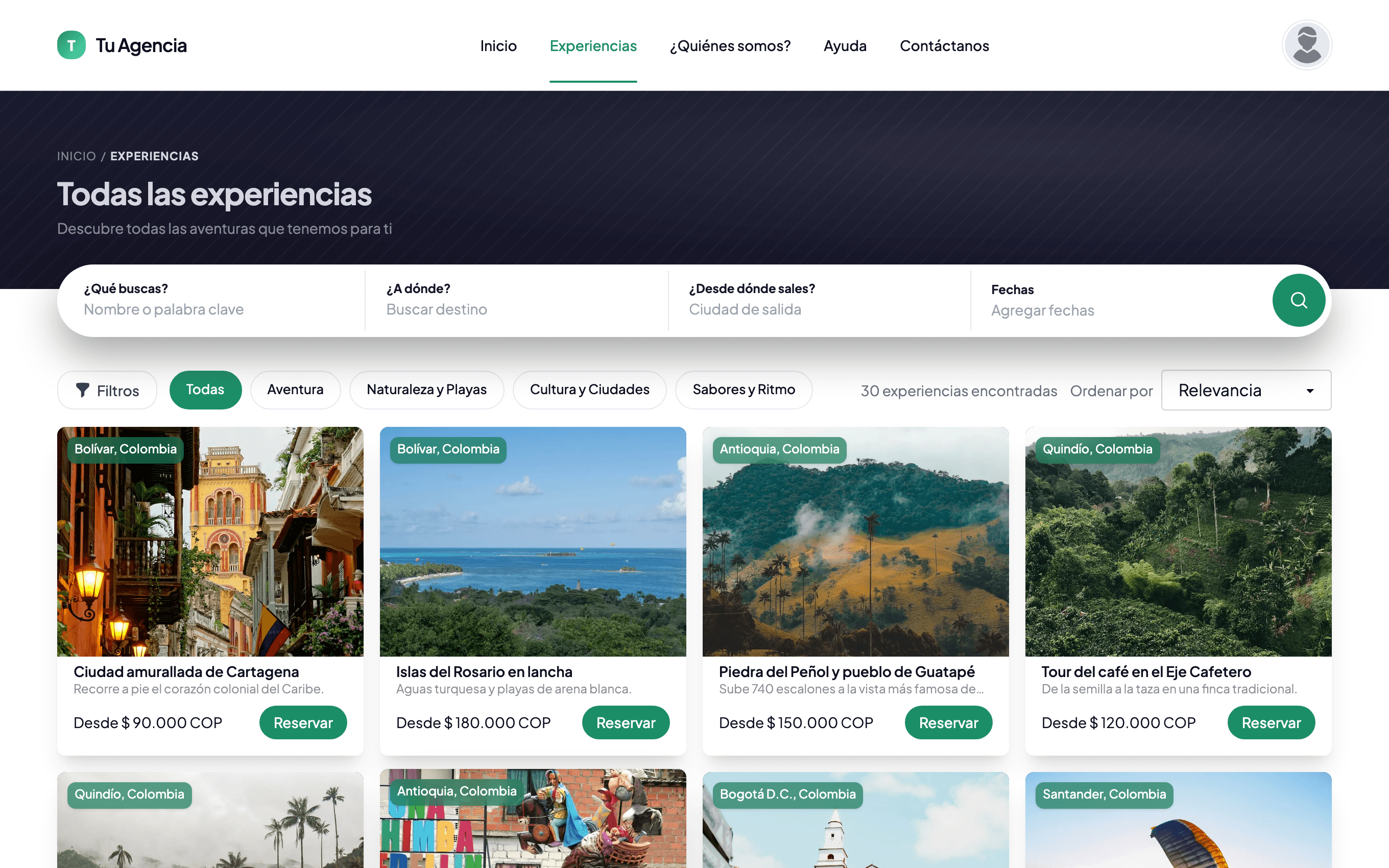 Todas las experiencias de la agencia, en su sitio propio