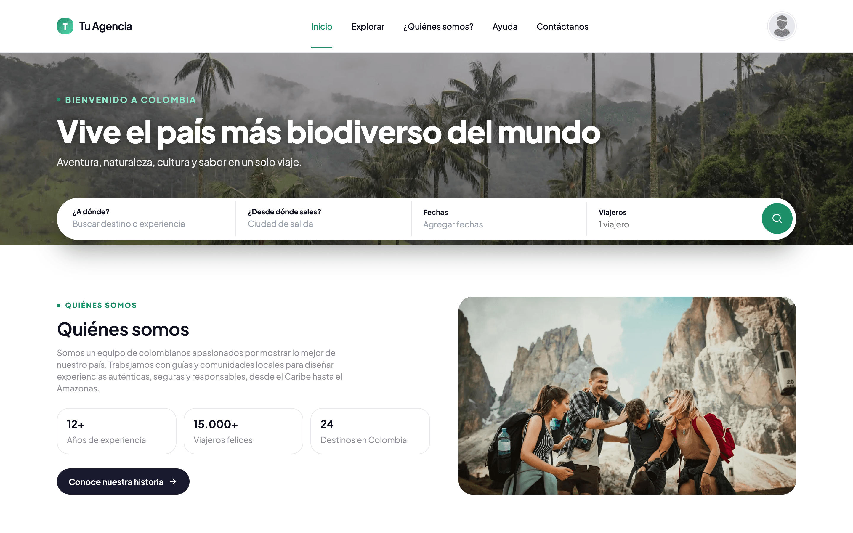 Sitio de una agencia con su propia marca, hecho en Tripii