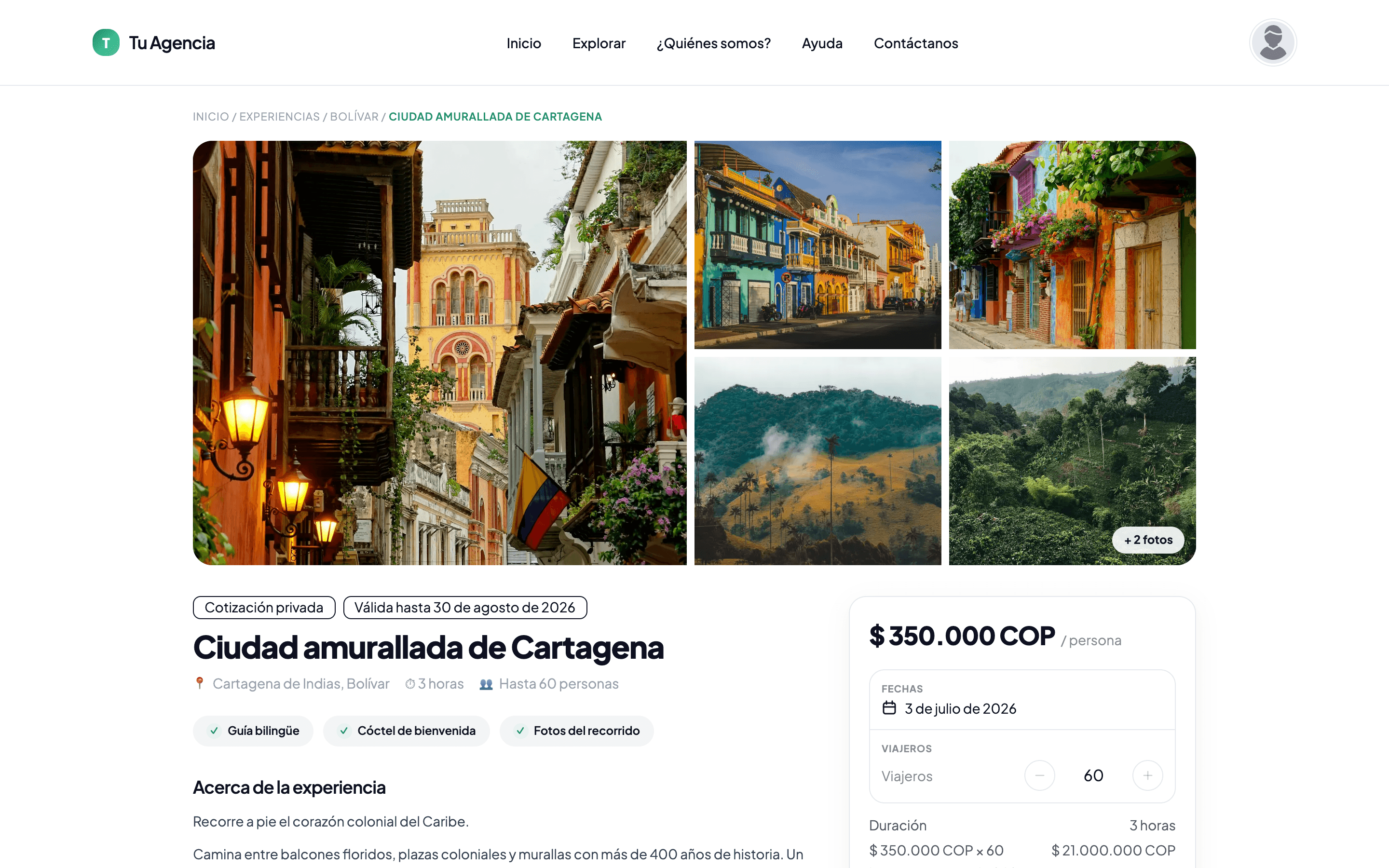 Cotización privada con la marca de la agencia, como la ve el cliente