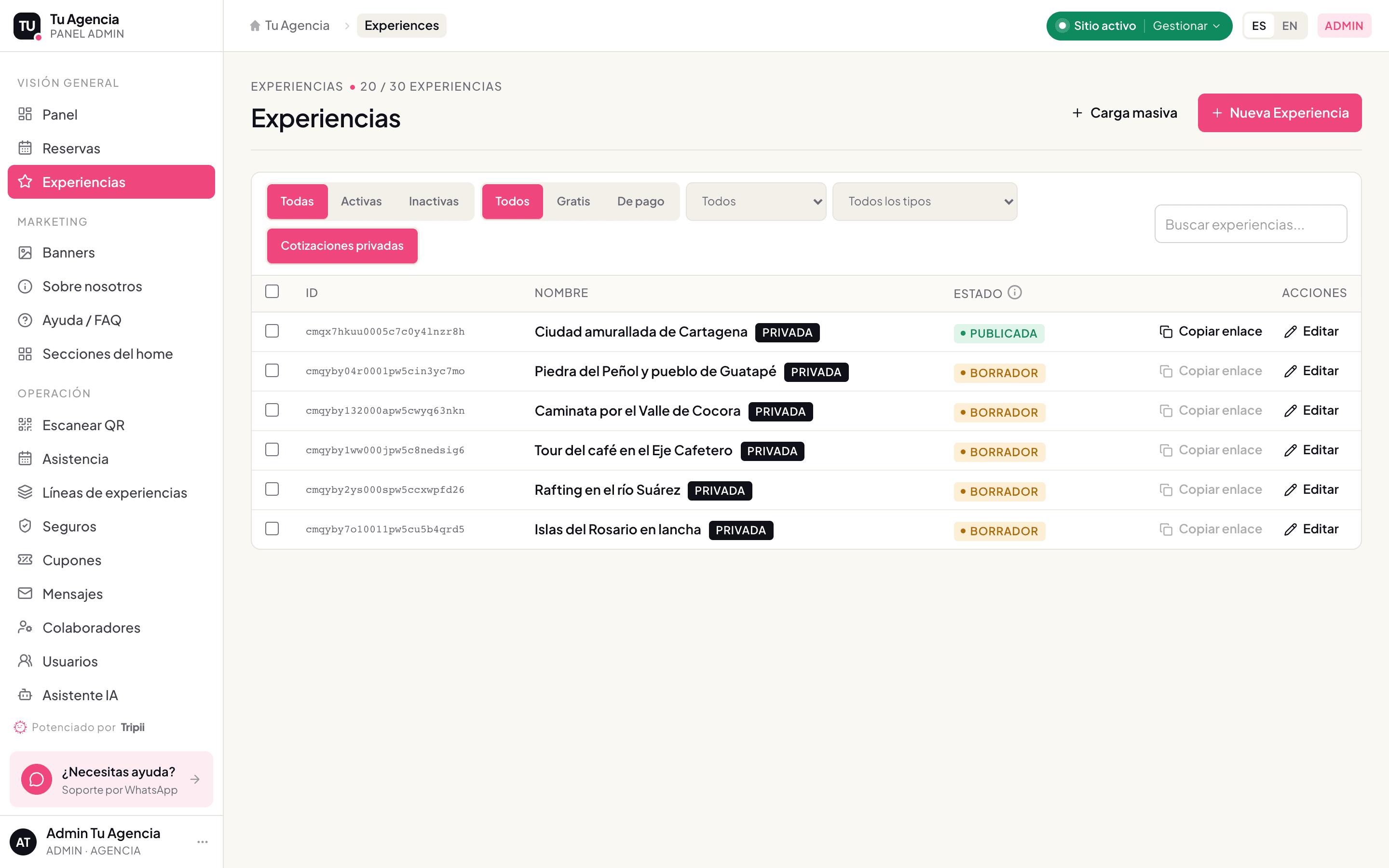 Cotizaciones privadas con enlace para compartir (Copiar enlace)
